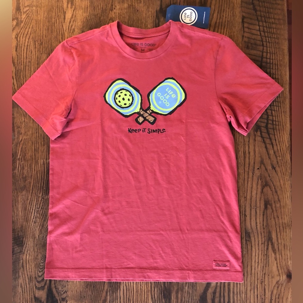 Life Is Good Men's Keep It Simple Pickleball Crusher Tee--Size M--New with Tags